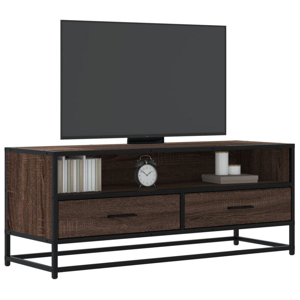 vidaXL TV Cabinet Brown Oak 100x34.5x40 cm Engineered Wood and Metal