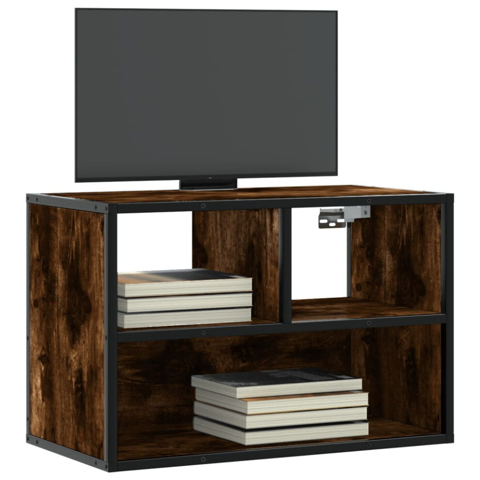 vidaXL TV Cabinet Smoked Oak 60x31x39.5 cm Engineered Wood and Metal