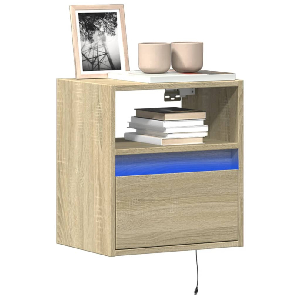 Vidaxl Tv Wall Cabinets With Led Lights Floating Tv Unit 2 Pcs Sonoma Oak
