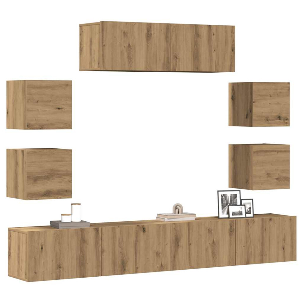 Vidaxl 7 Piece Tv Cabinet Set Wall-Mounted Artisan Oak Engineered Wood