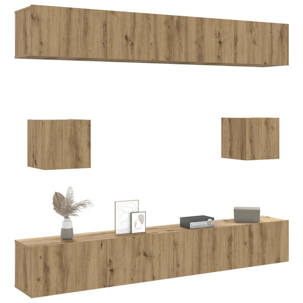Vidaxl 6 Piece Tv Cabinet Set Wall-Mounted Artisan Oak Engineered Wood