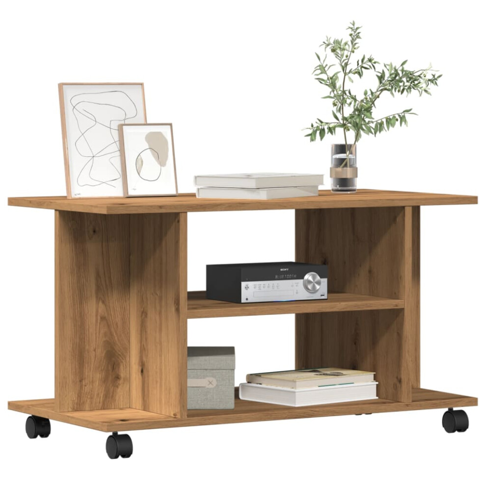 Vidaxl Tv Cabinet With Castors Artisan Oak 80X40x45 Cm Engineered Wood