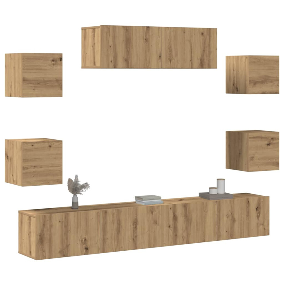 Vidaxl 7 Piece Tv Cabinet Set Wall-Mounted Artisan Oak Engineered Wood