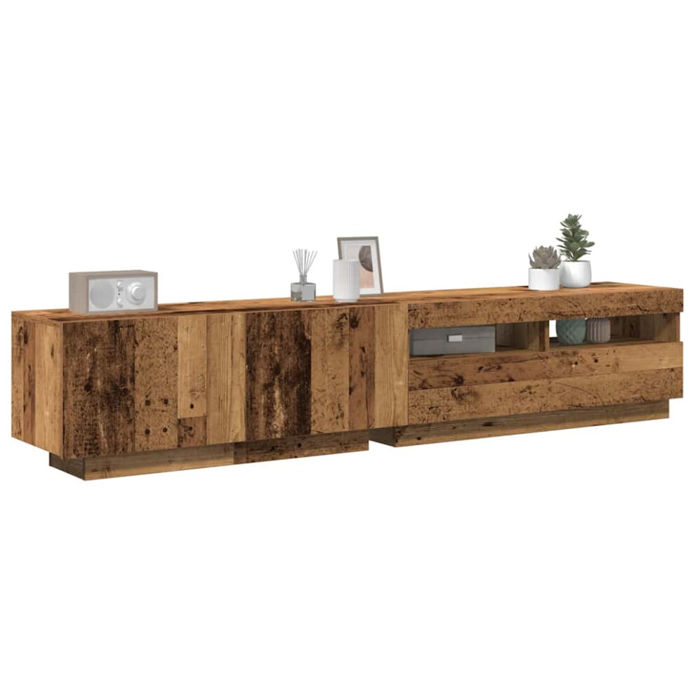 Vidaxl Tv Cabinet With Led Lights Old Wood 200X35x40 Cm Engineered Wood