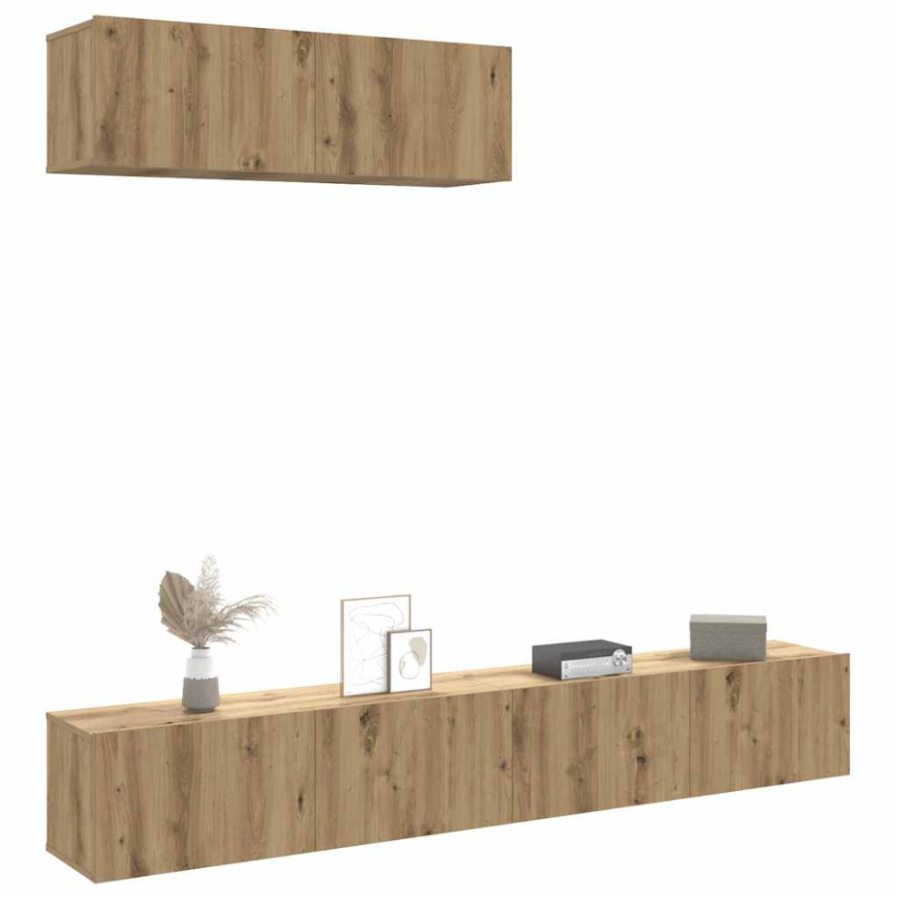 Vidaxl Wall Mounted Tv Cabinets 3 Pcs Artisan Oak 100X30x30 Cm Engineered Wood
