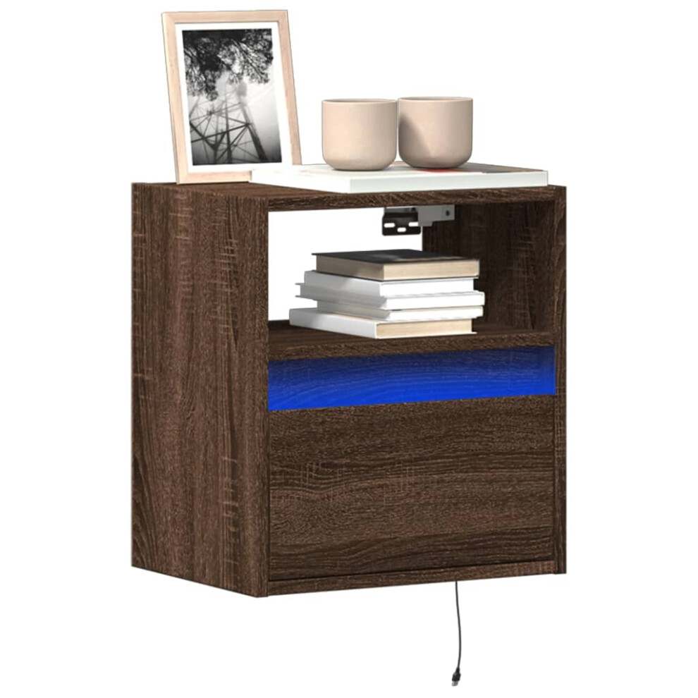 Vidaxl Tv Wall Cabinets With Led Lights Floating Tv Wall Unit 2 Pcs Brown Oak