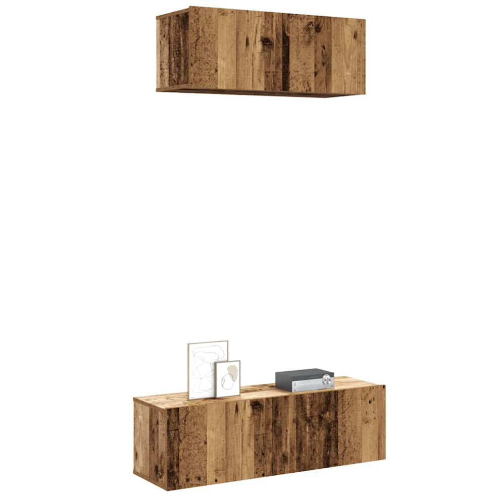 Vidaxl 2 Piece Tv Cabinet Set Wall-Mounted Old Wood Engineered Wood Tv Cabinet