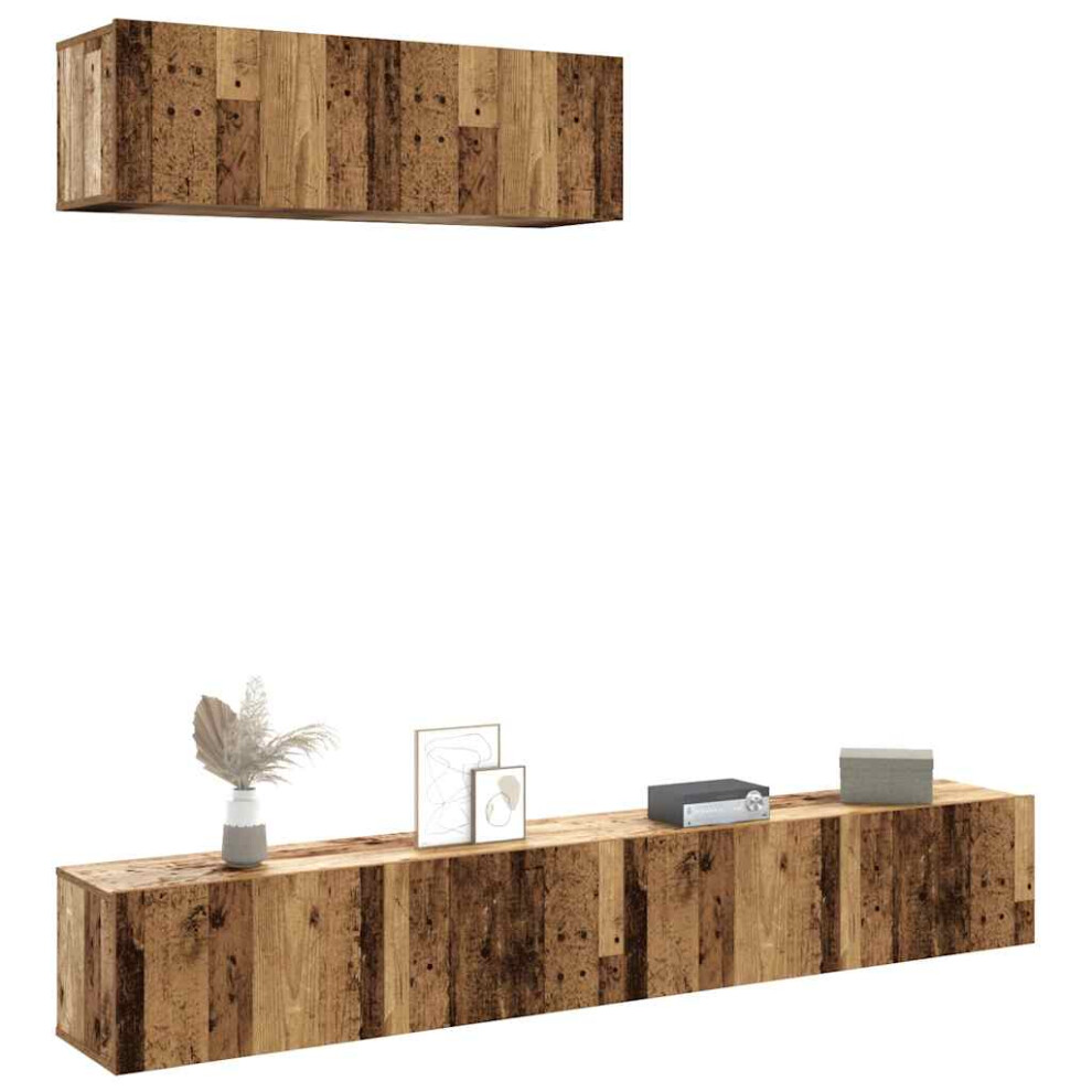 Vidaxl Wall Mounted Tv Cabinets 3 Pcs Old Wood 100X30x30 Cm Engineered Wood