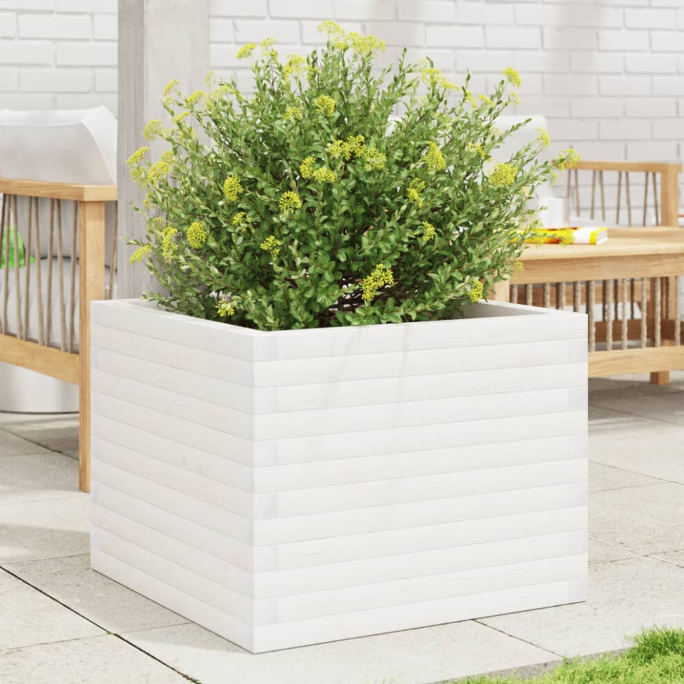 Vidaxl Garden Planter Outdoor Flower Pot Planter Pot White Solid Wood Pine