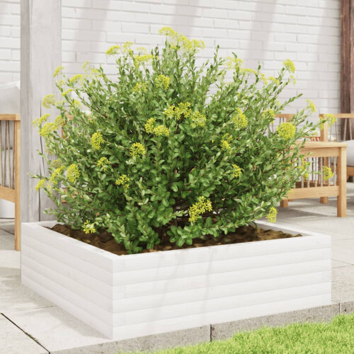 VidaXL vidaXL Garden Planter White 80x80x23 cm Solid Wood Pine 2