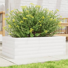 vidaXL Garden Planter Outdoor Flower Pot Planter Pot White Solid Wood Pine