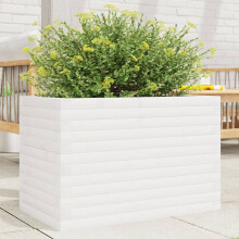 vidaXL Garden Planter Outdoor Flower Pot Planter Pot White Solid Wood Pine