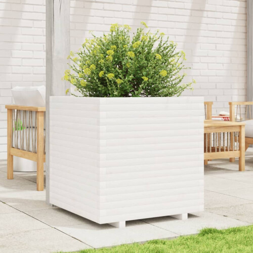 VidaXL vidaXL Garden Planter White 70x70x72 cm Solid Wood Pine 2