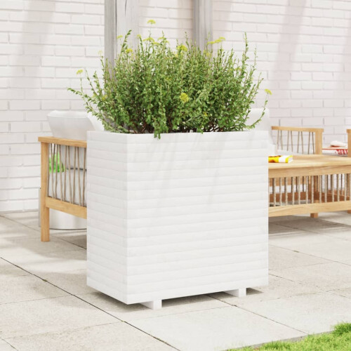 VidaXL vidaXL Garden Planter White 70x40x72 cm Solid Wood Pine 2