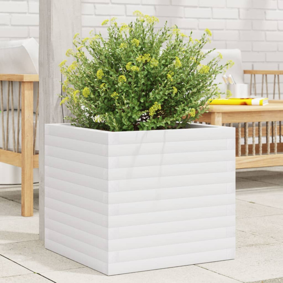 Vidaxl Garden Planter Outdoor Flower Pot Planter Pot White Solid Wood Pine