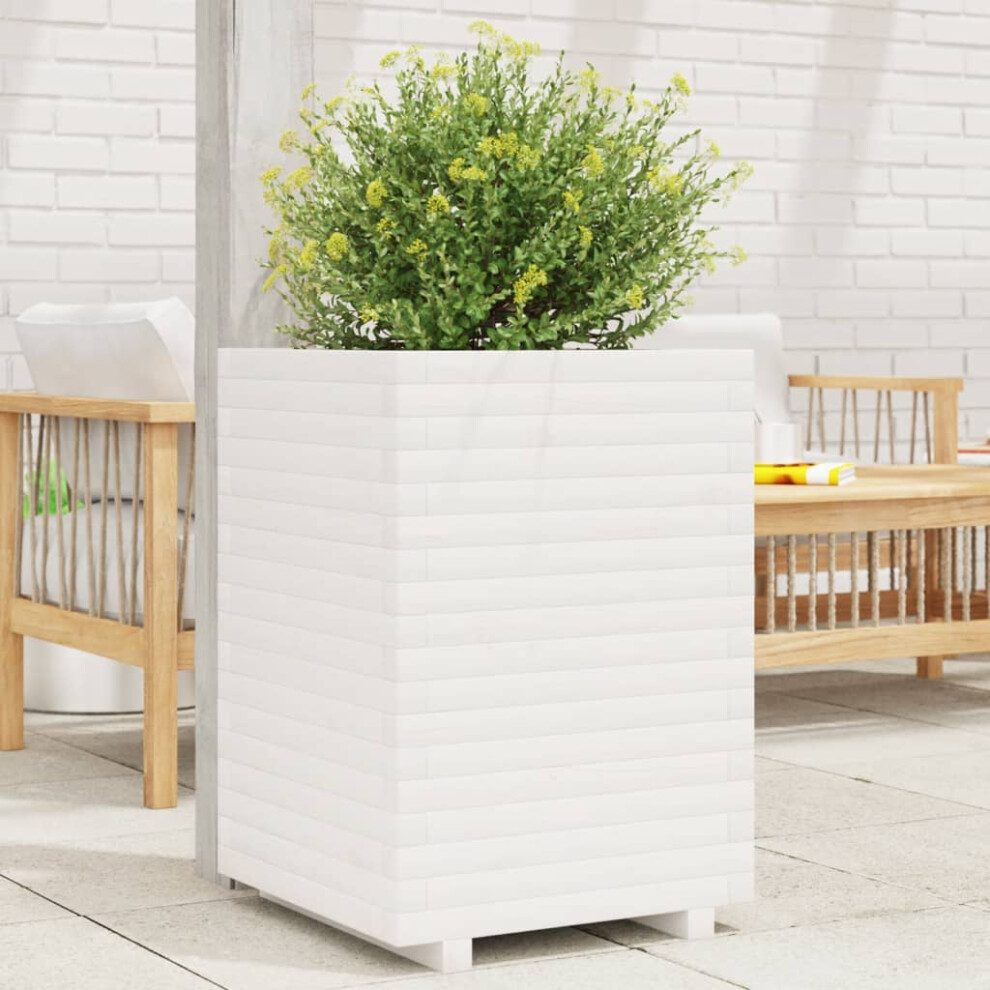 Vidaxl Garden Planter Outdoor Flower Pot Planter Pot White Solid Wood Pine