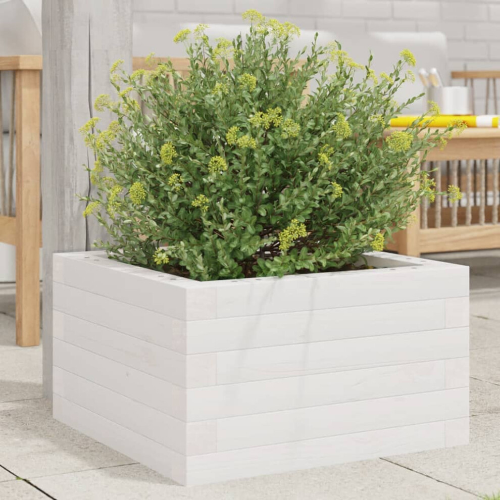 Vidaxl Garden Planter Outdoor Flower Pot Planter Pot White Solid Wood Pine