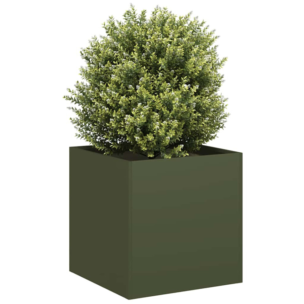 vidaXL Planter Olive Green 40x40x40 Cm Cold-rolled Steel