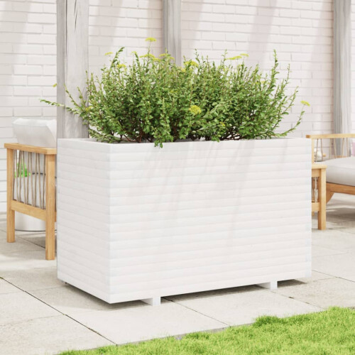 VidaXL vidaXL Garden Planter White 110x60x72 cm Solid Wood Pine 2