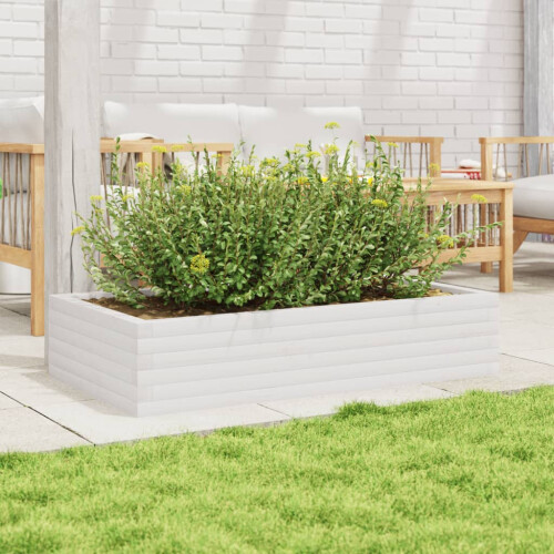 VidaXL vidaXL Garden Planter White 110x60x23 cm Solid Wood Pine 2