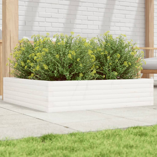 VidaXL vidaXL Garden Planter White 100x100x23 cm Solid Wood Pine
