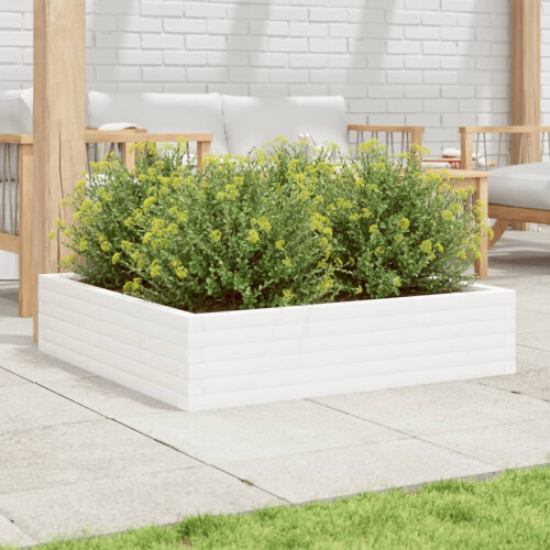 VidaXL vidaXL Garden Planter White 100x100x23 cm Solid Wood Pine 2