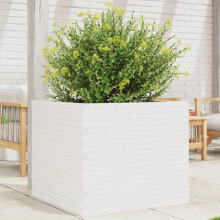 vidaXL Garden Planter Outdoor Flower Pot Planter Pot White Solid Wood Pine