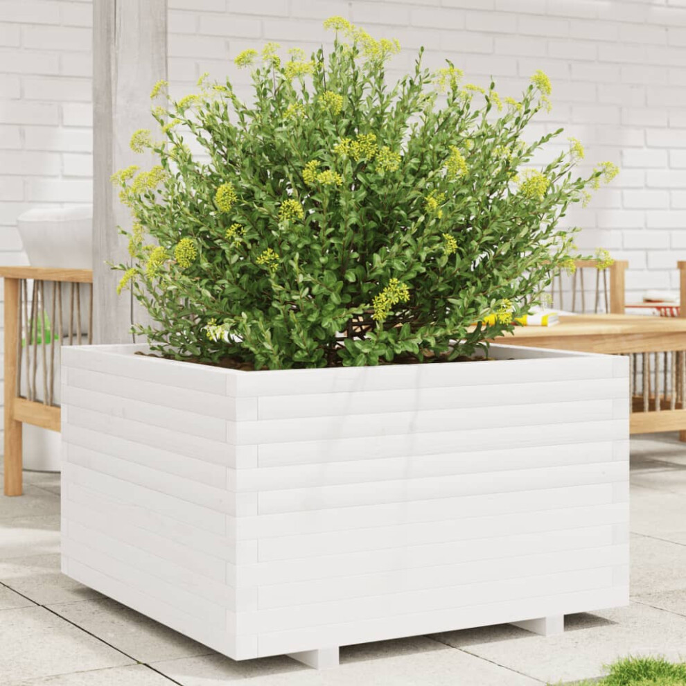 Vidaxl Garden Planter Outdoor Flower Pot Planter Pot White Solid Wood Pine