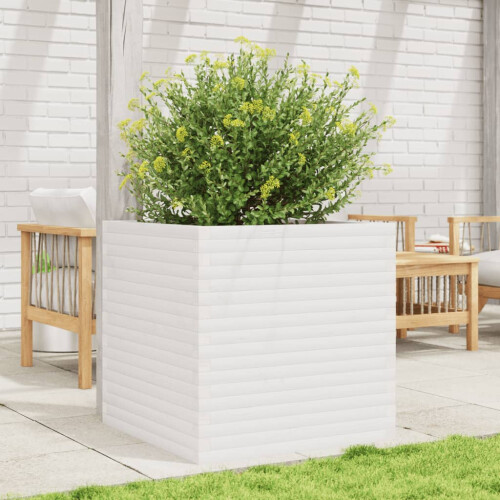 VidaXL vidaXL Garden Planter White 70x70x68.5 cm Solid Wood Pine 2