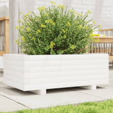 vidaXL Garden Planter Outdoor Flower Pot Planter Pot White Solid Wood Pine