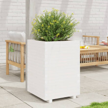 vidaXL Garden Planter Outdoor Flower Pot Planter Pot White Solid Wood Pine