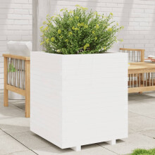 vidaXL Garden Planter Outdoor Flower Pot Planter Pot White Solid Wood Pine