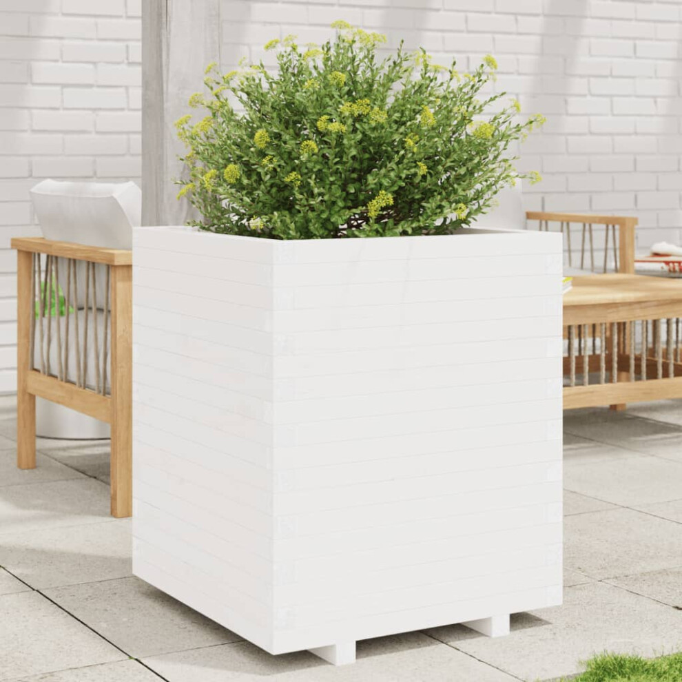 Vidaxl Garden Planter Outdoor Flower Pot Planter Pot White Solid Wood Pine