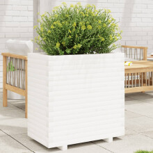 vidaXL Garden Planter Outdoor Flower Pot Planter Pot White Solid Wood Pine