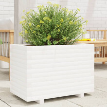 vidaXL Garden Planter Outdoor Flower Pot Planter Pot White Solid Wood Pine