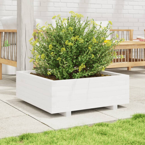 VidaXL vidaXL Garden Planter White 70x70x26.5 cm Solid Wood Pine 2