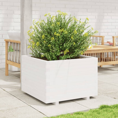 VidaXL vidaXL Garden Planter White 70x70x49.5 cm Solid Wood Pine 2