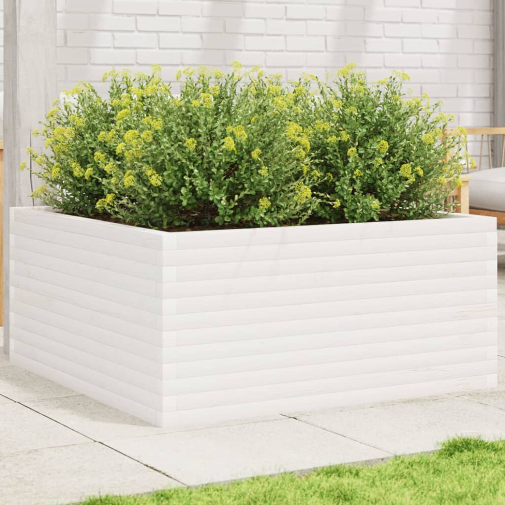 vidaXL Garden Planter White 100x100x46 cm Solid Wood Pine