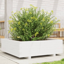 vidaXL Garden Planter Outdoor Flower Pot Planter Pot White Solid Wood Pine