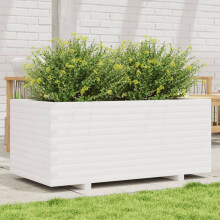 vidaXL Garden Planter Outdoor Flower Pot Planter Pot White Solid Wood Pine