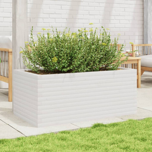 VidaXL vidaXL Garden Planter White 110x60x45.5 cm Solid Wood Pine 2