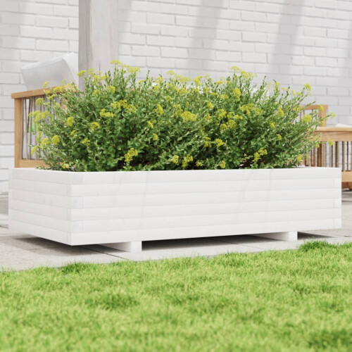 VidaXL vidaXL Garden Planter White 110x60x26.5 cm Solid Wood Pine