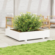 vidaXL Garden Planter Outdoor Flower Pot Planter Pot White Solid Wood Pine