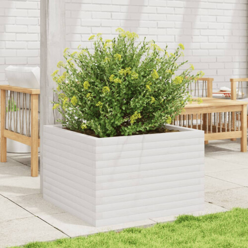VidaXL vidaXL Garden Planter White 70x70x45.5 cm Solid Wood Pine 2
