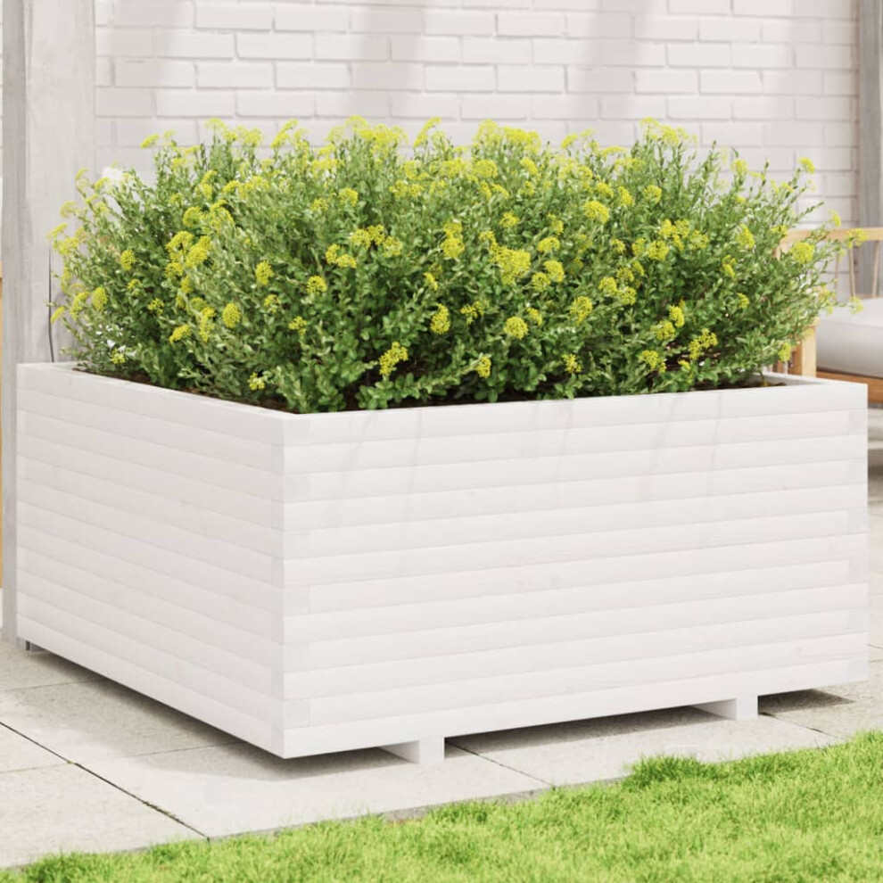 vidaXL Garden Planter White 100x100x49.5 Cm Solid Wood Pine