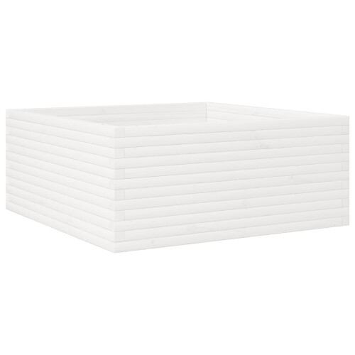 VidaXL vidaXL Garden Planter White 110x110x46 cm Solid Wood Pine 1