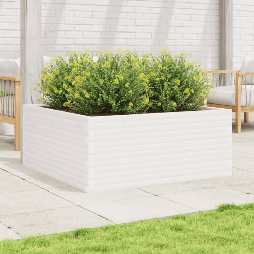 VidaXL vidaXL Garden Planter White 110x110x46 cm Solid Wood Pine 2