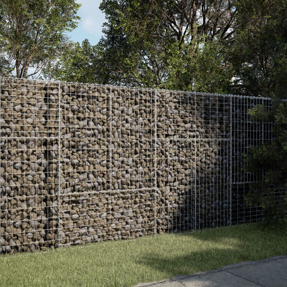 vidaXL Gabion Basket With Cover 200x50x150 Cm Galvanised Iron