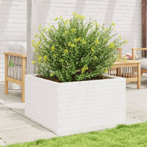 VidaXL vidaXL Garden Planter White 80x80x45.5 cm Solid Wood Pine 2