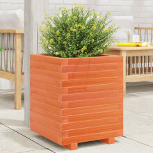 vidaXL Garden Planter Outdoor Flower Pot Planter Pot Wax Brown Solid Wood Pine